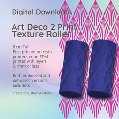 Cover-7.png Art Deco 2 Texture Roller, Digital File- STL - Embossed and Debossed included