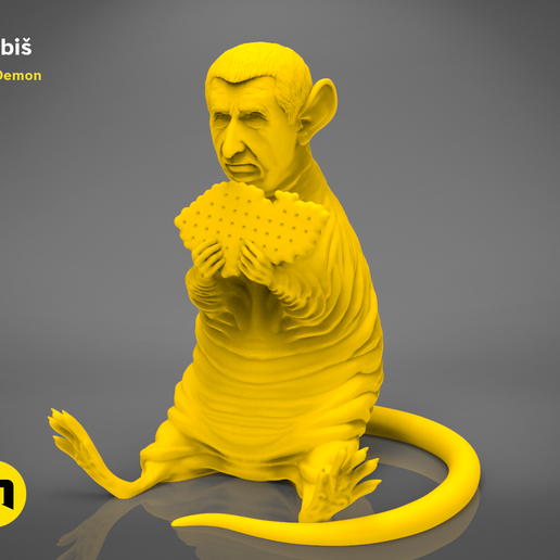 Babis_krysa_orange-Studio-3.987.png Archivo OBJ Hrabis - Caricatura del primer ministro checo・Objeto de impresión 3D para descargar, 3D-mon