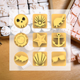 Ocean2_3.png Ceramic Clay Stamp Set – Ocean & Beach 2 (9 Stamps, 20 mm)