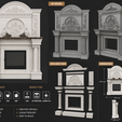 12-2.png Luxury Classical Fireplace Mantel with Overmantel STL 3D Model for CNC Wood Carving and 3D Printing