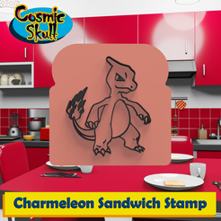 005-Charmeleon.png Файл STL Штамп для бутербродов "Шармелеон・Шаблон для 3D-печати для загрузки, CosmicSkull