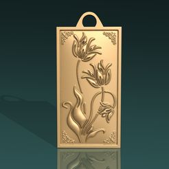 flower-pendant05.jpg Fichier STL Pendentif branche de fleur・Modèle à imprimer en 3D à télécharger