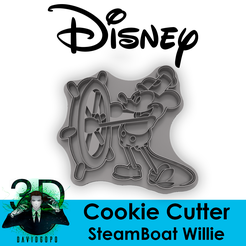 Marketing_SteamBoatWillie.png Archivo STL STEAMBOAT WILLIE COOKIE CUTTER / DISNEY・Objeto imprimible en 3D para descargar, DavidGoPo3D