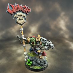 IMG1.jpg Free 3D file Ork Waaagh Banner・3D print object to download