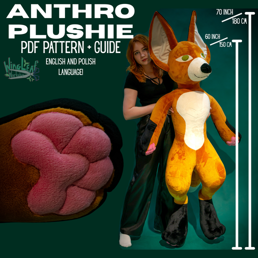 HUMAN SIZE - Anthro Plushie - PDF Pattern + Guide (Digital Download) | Canine / Wolf / Dog
