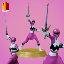 IMG-3297.jpg Télécharger fichier STL Power Rangers Lost Galaxy Statue Pink Ranger avec épée Modèle 3D • Modèle imprimable en 3D, MikeMakes08