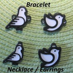 IMG_72921µ.jpg STL file 4 Bird Necklaces, Bracelets, Earrings, Jewelry・3D print design to download