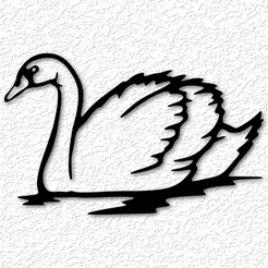 project_20230521_1033298-01.png STL-Datei Schwan Wandkunst realistischer Vogel Wanddekor 2d Kunst Tier・Modell zum Herunterladen und 3D-Drucken