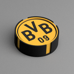 coaster_bvb_dortmund-v2.png STL file Coaster / Untersetzer Borussia BVB Dortmund・Template to download and 3D print
