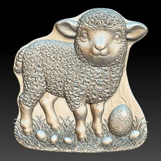 Spring Lamb with Easter Eggs Relief STL | Deep & Shallow Set