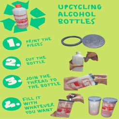 UPCYCLING ALGOHOL ROTTLES STL-Datei Reciclando botellas de alcohol (Upcycling von Alkoholflaschen)・3D-Druck-Idee zum Herunterladen