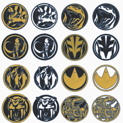 🦖 Mighty Morphin Power Rangers Crests/Coins/Decals・ STL File for ・Cults
