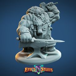 Dwarven_Blacksmith.jpg Archivo STL Herrero enano - Pre-apoyado・Objeto imprimible en 3D para descargar
