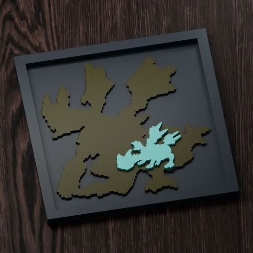 Kyurem - Pokemon Silhouette Frame | Gen 5 sprite style | STL
