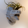 1.png Armadillo girdled lizard head mouth open wall mount planter pot flower vase low poly stl