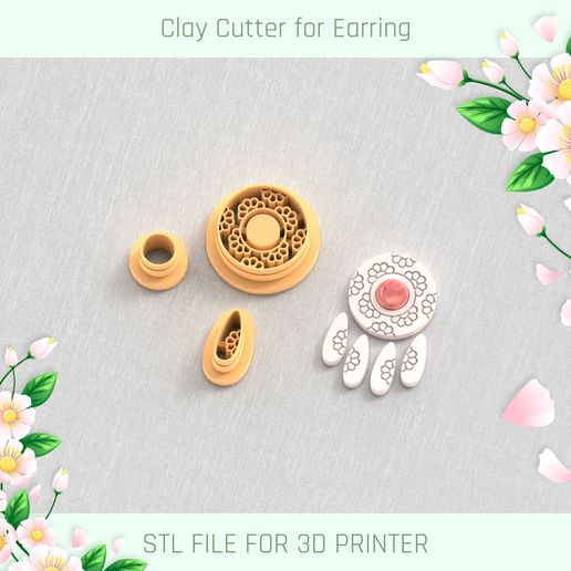 Ornamental Flower Combo with Precious Stone B Clay Cutter