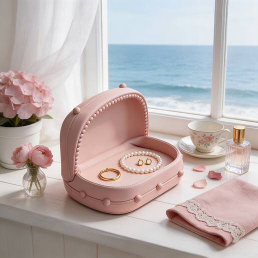 Pearl Hinged Jewelry Box | Scallop Coquette Clamshell Trinket Case