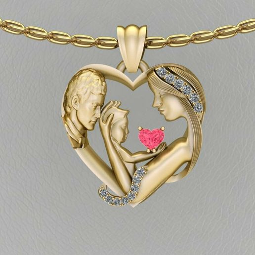 🧒 mother and child Father​ Daughter Pendant 3D print model・ STL
