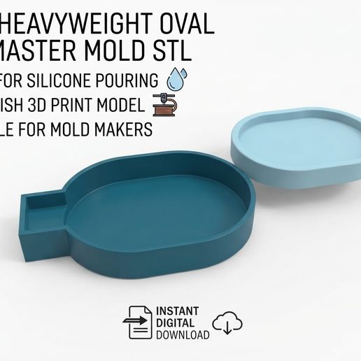 Thick Oval Tray Casting Housing & Master Model — STL for Silicone Molding