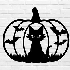murbrique.jpg Halloween pumpkin cat wall decoration