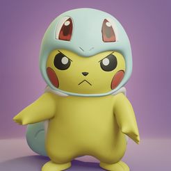 pikachu-squirtle-render.jpg Free STL file Pokemon - Pikachu Cosplay Squirlte・3D printable design to download