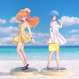 Asuka-and-Rei_Far.png Asuka and Rei Summer Dress - Evangelion Anime Figurine STL for 3D Printing