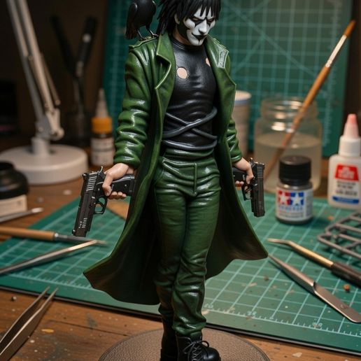 The Crow - Eric Draven 3D Printable Statue & Circular Diorama Base