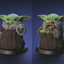babyyoda02.jpg 3D file Baby Yoda - Using The Force and Eating frog・3D printable design to download