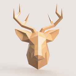 DEERHEAD_2023-Feb-10_11-23-35AM-000_CustomizedView7204299732.png STL file DEER HEAD LOW POLY・3D printing template to download
