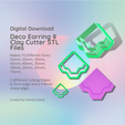 Cover-7.png Deco Earring 8 Clay Cutter - Earring STL Digital File Download- 10 sizes and 2 Earring Cutter Versions, cookie cutter