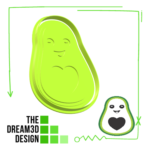 AVOCADO COOKIE CUTTER STAMP (DEBOSSER) / COOKIE CUTTER AND STAMPER 3D model