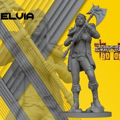 GUERRERA-ELVIA.jpg STL-Datei weibliche Kriegerin Spiele rpg Krieg Hammer・3D-Druckvorlage zum Herunterladen