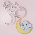 Cute-Baby-Elephant-Sitting-On-The-Moon.png Elephant on Moon #1 Cookie Cutter