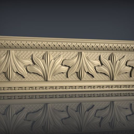 Luxurious Acanthus Floral Crown Moulding Border Relief 3D Model STL for CNC Router