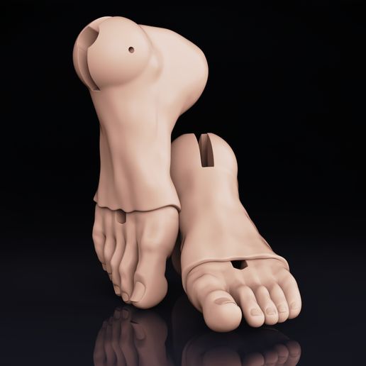 1.127.jpg 2 parts | BJD Doll Feet STL | 3D Printable Ball Jointed Doll Parts | Custom Doll 的关节脚