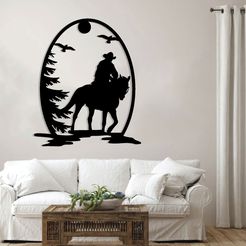 47-01.jpg Cowboy Metall Wandkunst Laser Cut Files