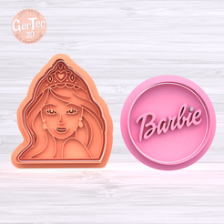 1.261.png STL file BARBIE SET X2 Cutter with Stamp / Cookie Cutter・3D printer model to download