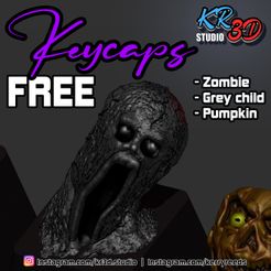 Halloween-Keycaps-Cults-66.jpg Fichier STL gratuit 1 KEYCAP À TÉLÉCHARGER GRATUITEMENT - GREY CHILD・Objet imprimable en 3D à télécharger