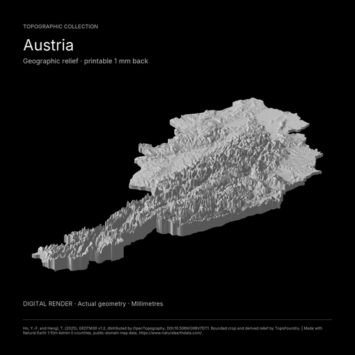 Austria Whole-Area 3D Terrain STL + 3MF | Two Printable Versions - STL and 3MF Bundle