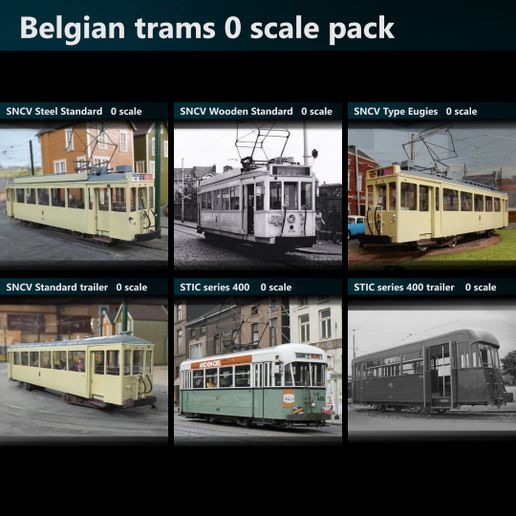🇧🇪 Belgian trams 0 scale pack・ 3D File for 3D printing・Cults
