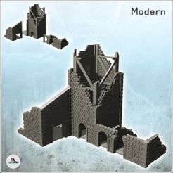 1-PREM-B37.jpg Archivo STL Edificio en ruinas con gran torre con armazón de madera y arcos (37) - Segunda Guerra Mundial Segunda Guerra Mundial Campaña del Oeste EE.UU. Reino Unido Alemania・Objeto imprimible en 3D para descargar