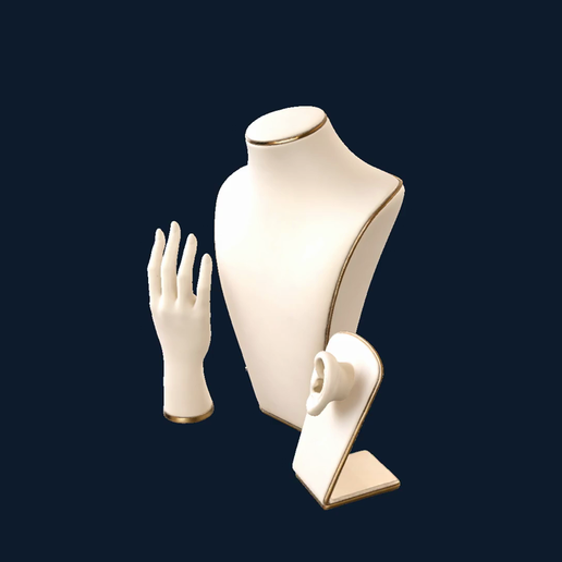 Jewelry Stand Bundle – Bust, Hand and Ear Displays STL