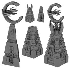 Necromancer-square-pillar-samples-with-defence-cannons.jpg Undying Dynasty Sci Fi Necromancers pillar(s) and planetary defence cannon