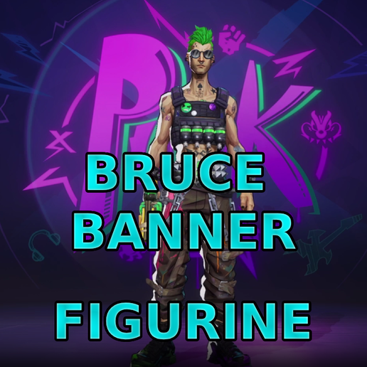 Hulk, Bruce Banner Punk Rage Costume Marvel Rivals Custom Figurine Holiday GIft - 3D model önizlemesi