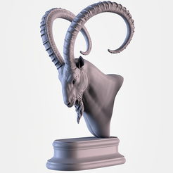 001.png STL-Datei Steinbock Kopf・3D-druckbare Vorlage zum herunterladen