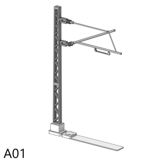 H0-Catenery-pole-A01-1.jpg [Escala ZM H0] Conjunto de pólos básicos de catenária Tipo:A01-A08 FDM