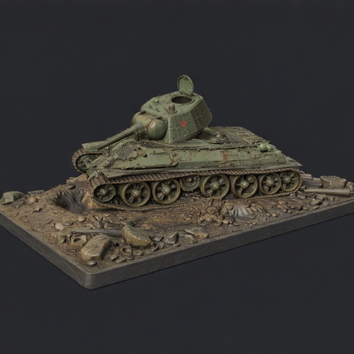 T-34-Soviet-Tank-Diorama-WWII.png T-34 Tank Diorama STL - WWII Soviet Tank 3D Print Model