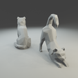 4.png Low polygon Scottish fold cat 3D print model  in two poses