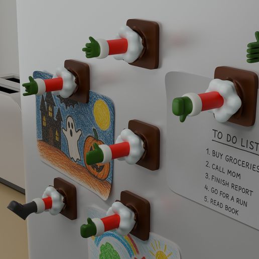 🎅Santa Claus Emoji - Fridge Magnet - STL Files for 3D Printing!🖐 - 3D model önizlemesi