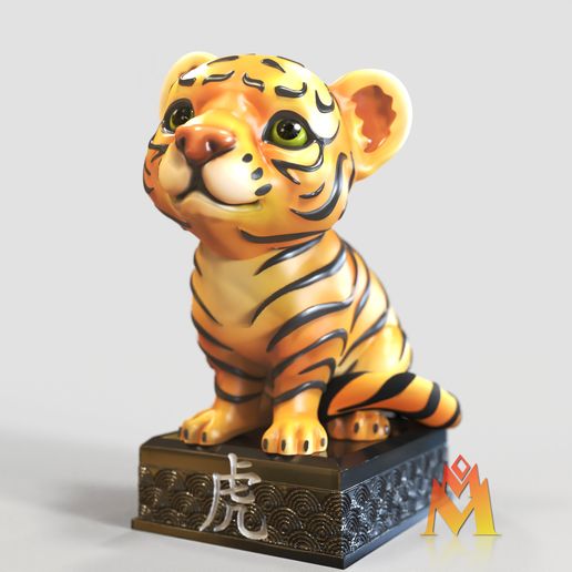Year-of-TigerC.jpg Download STL file 2022 Year of the Tiger -Good Luck Sculpture -2022 Tiger -Lunar new year • 3D print model, adamchai